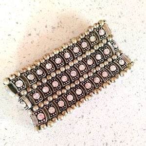 Chico's Silver-Tone Bracelet with Pink Crystals
